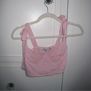 Adika tie strap cropped light pink tank top size small